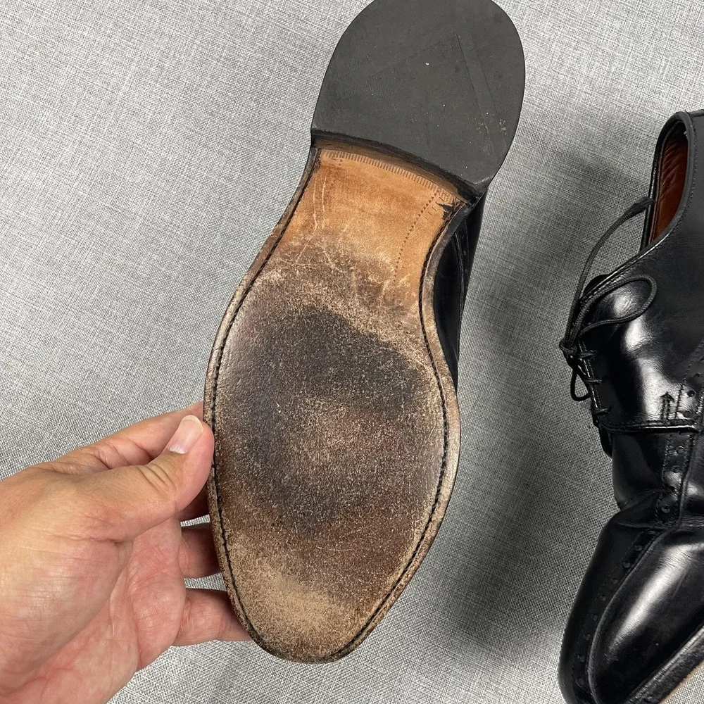 Allen Edmonds Wendell Shoes Mens‎ Size 7 Black Derby Cap Toe Leather Made USA